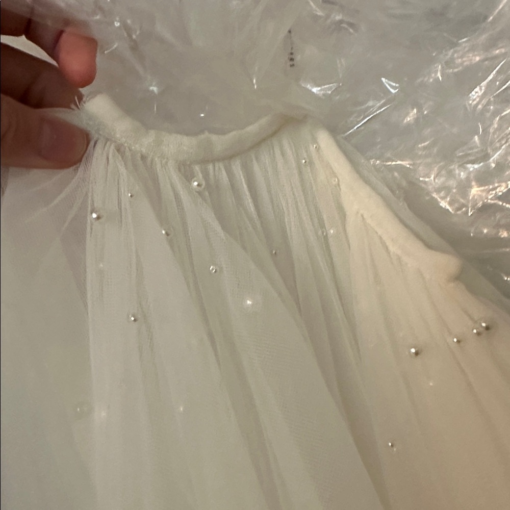 Watters Cream Wedding Dress with Pearl Accents - Picture 3 of 6